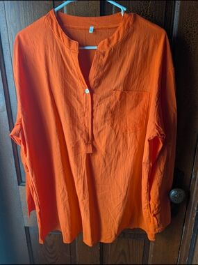 Linen Women's Orange Long Sleeve Top XL Nwot